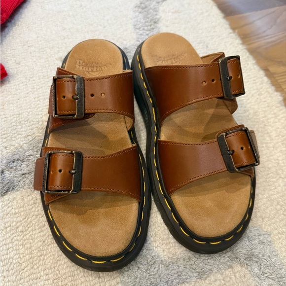 Brown Leather Buckle Sandals - Picture 2 of 3